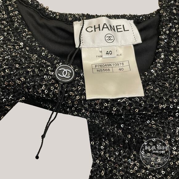 Chanel 40 Sequin Knit Mini Sweater Dress | Black Star Runway Sample, Rare - Picture 6 of 14